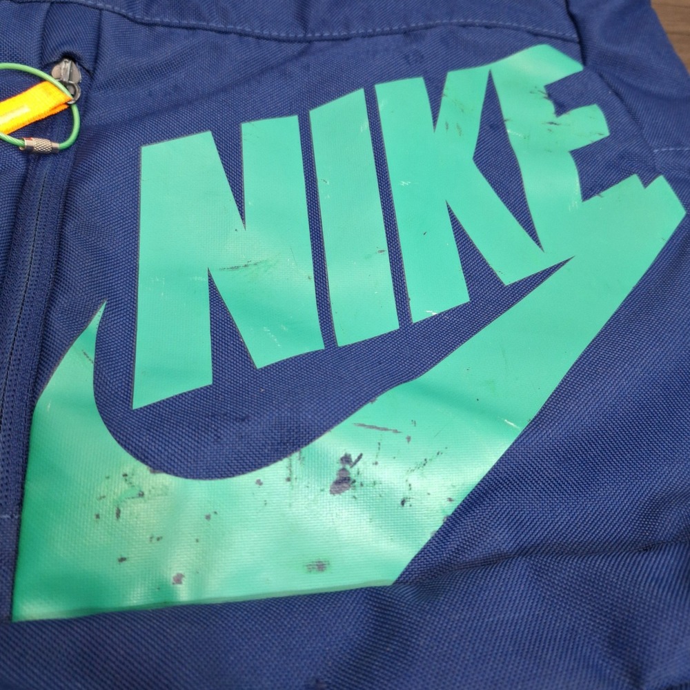 Nike Retro Backpack Blue Green Large Logo Swoosh Orange Straps School Bag Pack - Picture 9 of 9